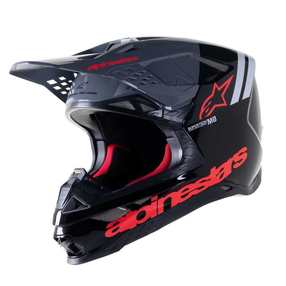 DR MOTO, Casque Supertech S-M8 Radium 2 Noir/Rouge Néon